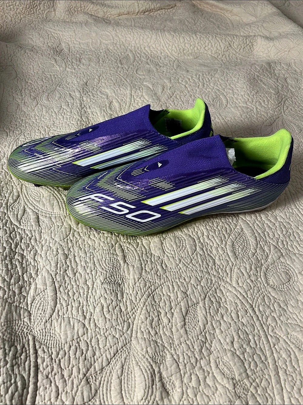 adidas F50 League LL FG/MG Soccer Cleats Purple & Green US 9.5 New